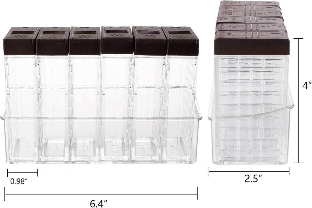TOPZEA 12 Pcs Spice Shaker Jars, Plastic Seasoning Containers Dispenser Travel Seasoning Box with 2-in-1 Lids Empty Condiment Set for Storage Spice, Salt and Pepper, Clear