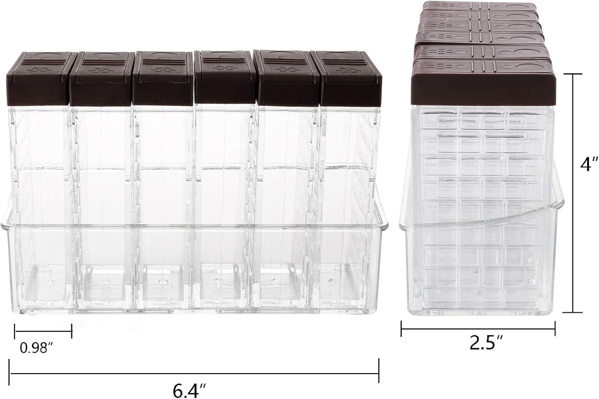 TOPZEA 12 Pcs Spice Shaker Jars, Plastic Seasoning Containers Dispenser Travel Seasoning Box with 2-in-1 Lids Empty Condiment Set for Storage Spice, Salt and Pepper, Clear