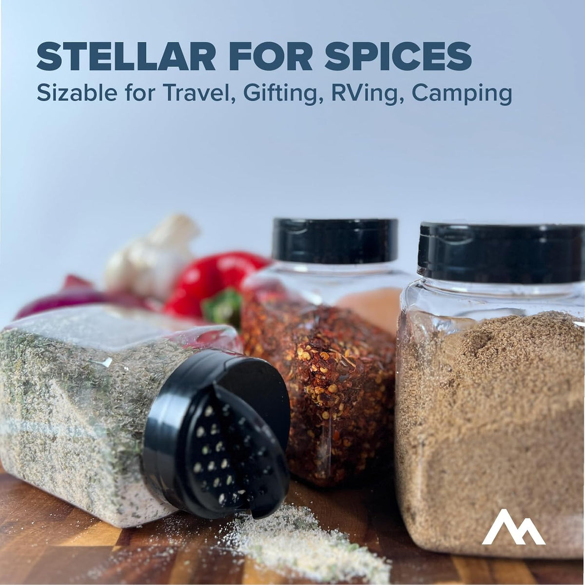 Pinnacle Mercantile Plastic Spice Jars 6-Pack Square Large 17 oz.Clear Containers Sifter Shaker Spoon Lid Refillable for Seasonings, Herbs, BBQ, Spices