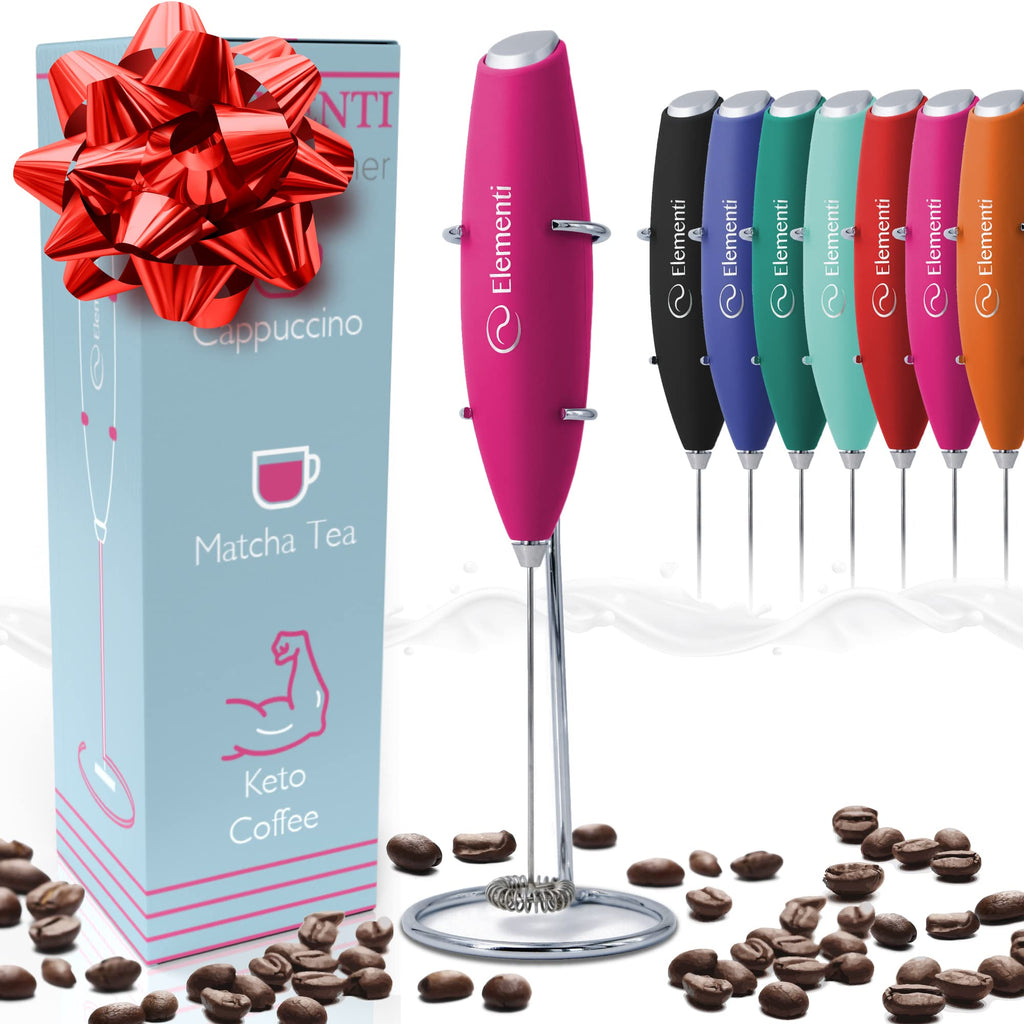 Milk Frother Wand & Electric Stirrer with Stand - Turbo Coffee & Milk Frother Handheld - Hand Held Coffee Mixer Wand & Cold Foam Maker for Frothy Cappuccinos, Lattes & Drink Mixes at Home (Black)