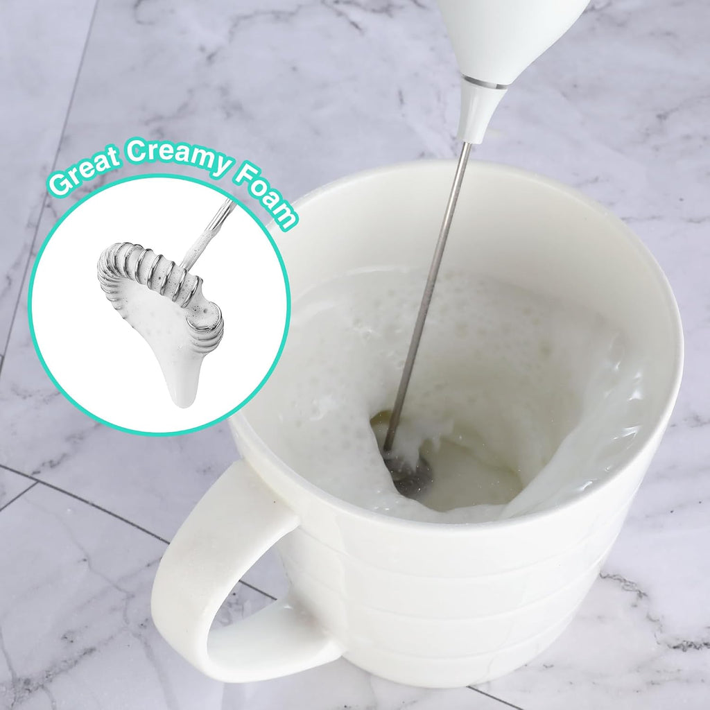 HAUSHOF Handheld Rechargeable Milk Frother Wand, Electric Coffee Mixer