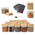 12Pcs 9oz Spice Jars Glass Container with 275 Labels, Airtight Seasoning Empty Organizer with Bamboo Lid Set for Food Storage, Salt, Sugar