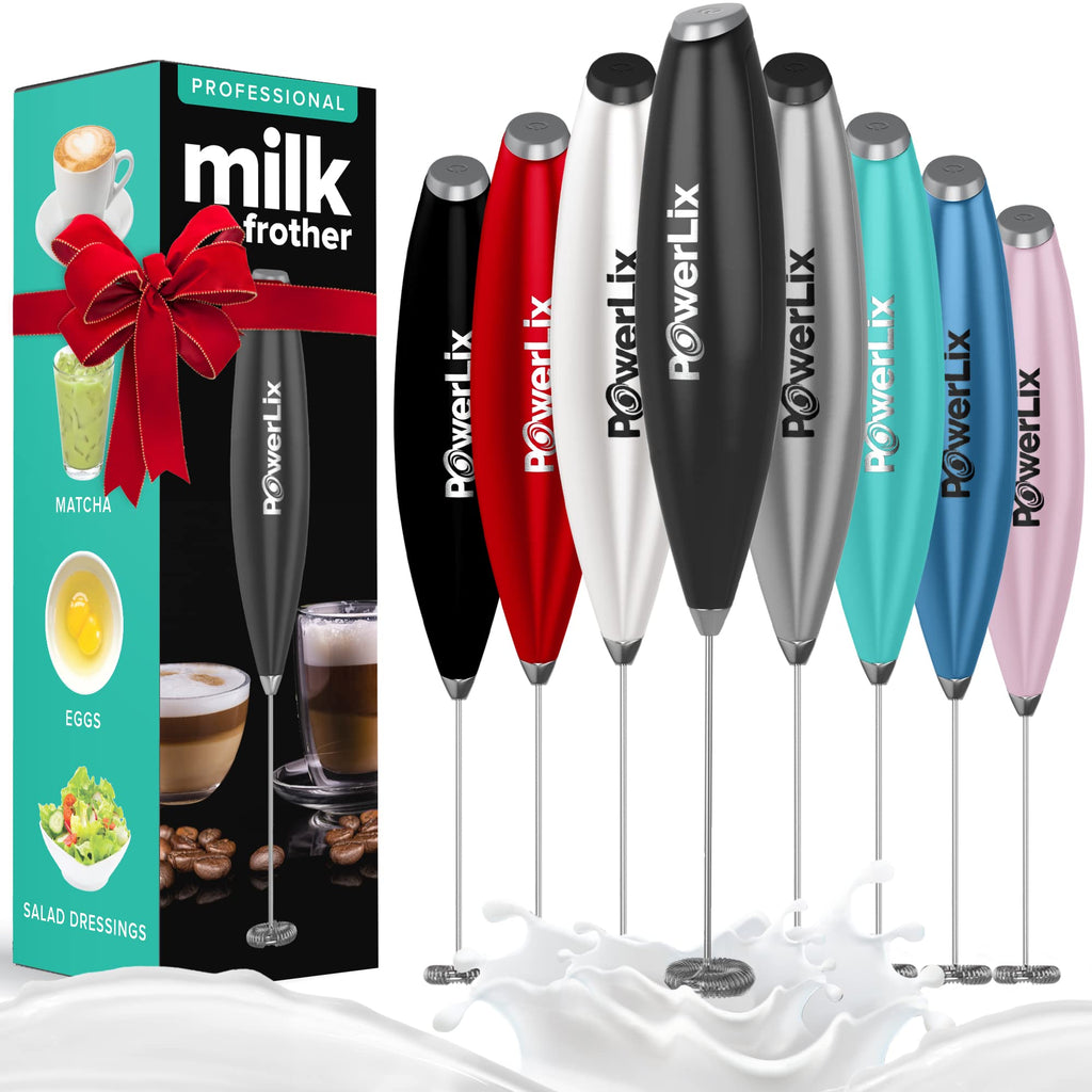PowerLix Powerful Handheld Milk Frother With Stand Battery Operated Foam Maker Frother Wand For Coffee (A Black) (A Black)