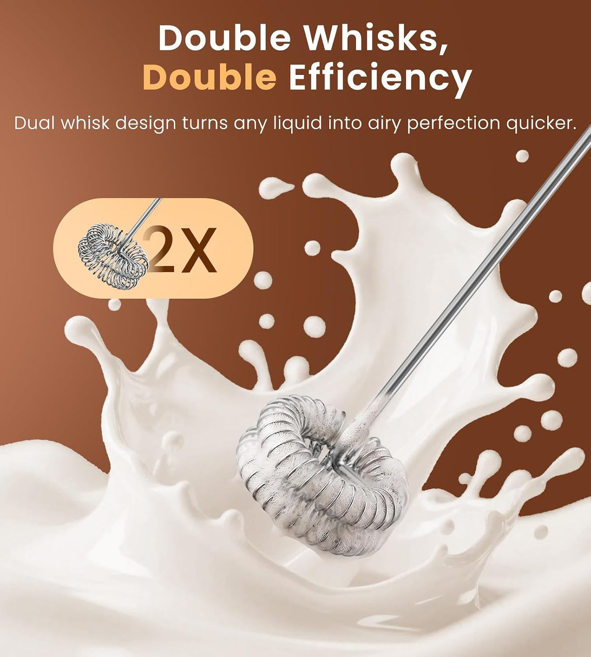 SIMPLETASTE Rechargeable Handheld Milk Frother Wand with Stand