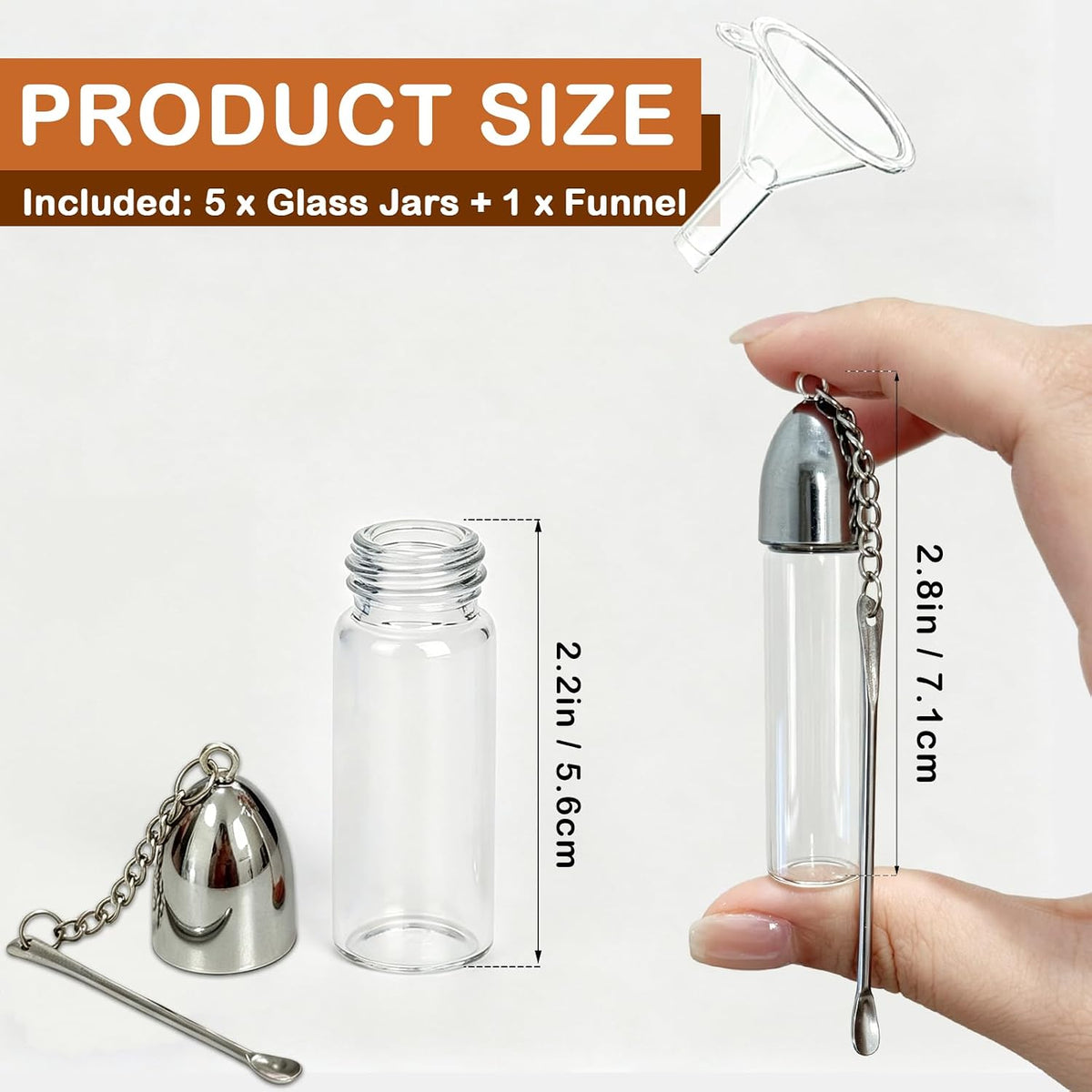 5 Pack Glass Leak-Proof Bottle Portable, Travel Spice Container Set