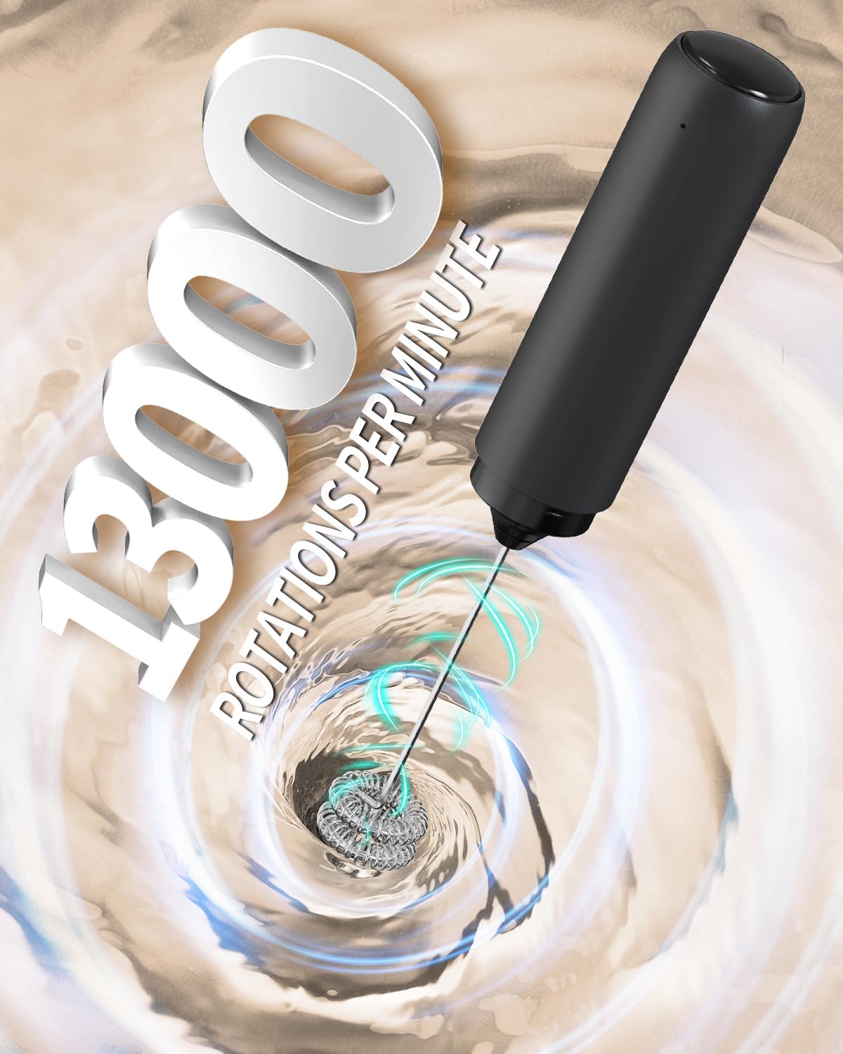 CIRCLE JOY Rechargeable Milk Frother Handheld, Dual Coil Whisk Head Electric Coffee Frother, Portable Hand Frother Wand Drink Mixer for Matcha Lattes Cappuccino, Kitchen Gifts, Black