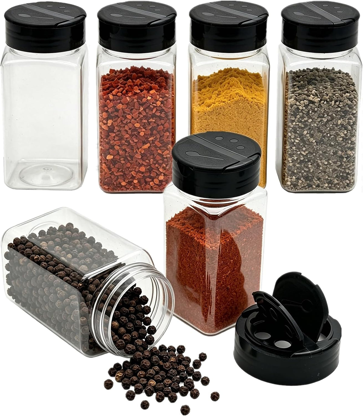 20 Pack 9 oz Plastic Spice Jars with Shaker Lid, Reusable Clear Spice Bottles, Empty BPA Free Seasoning Container for Storing Spice, Herbs, Seasoning Powders