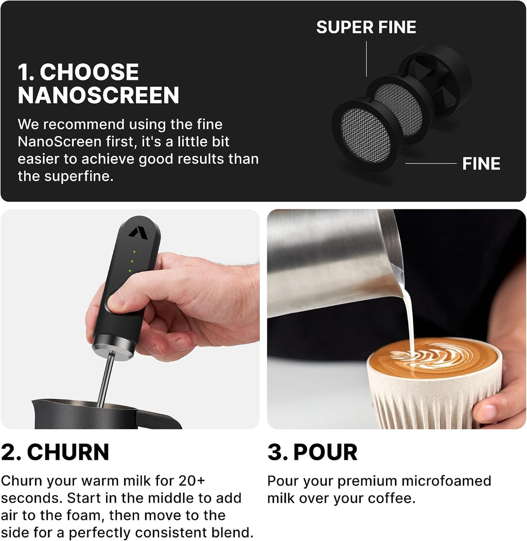 Subminimal NanoFoamer Milk Foamer - Rechargeable Handheld Foamer - Black