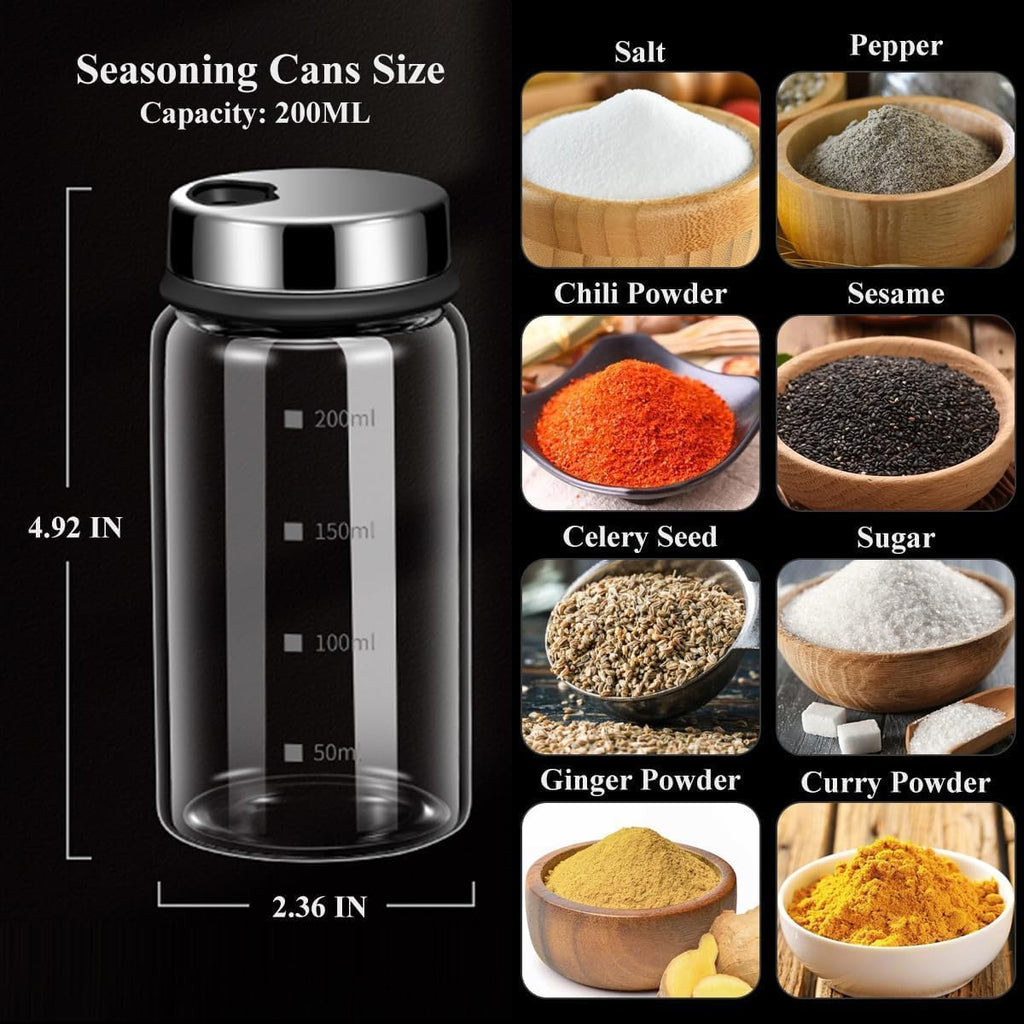Verdental 7 oz Salt Pepper Shakers with 3 Adjustable Outlet Holes