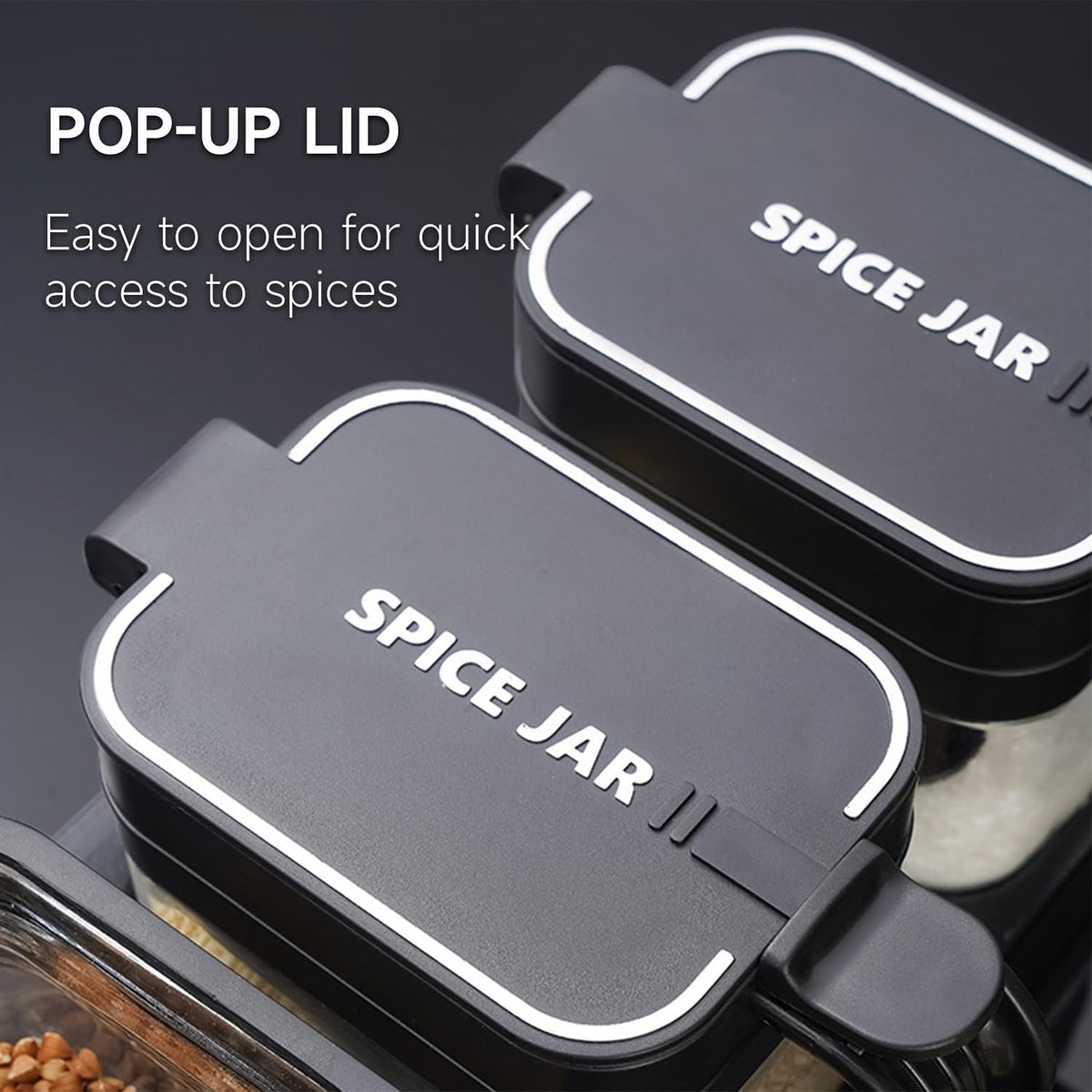 3 Pack Condiment Jars, Wall Mounted Seasoning Containers with Spoons, Black
