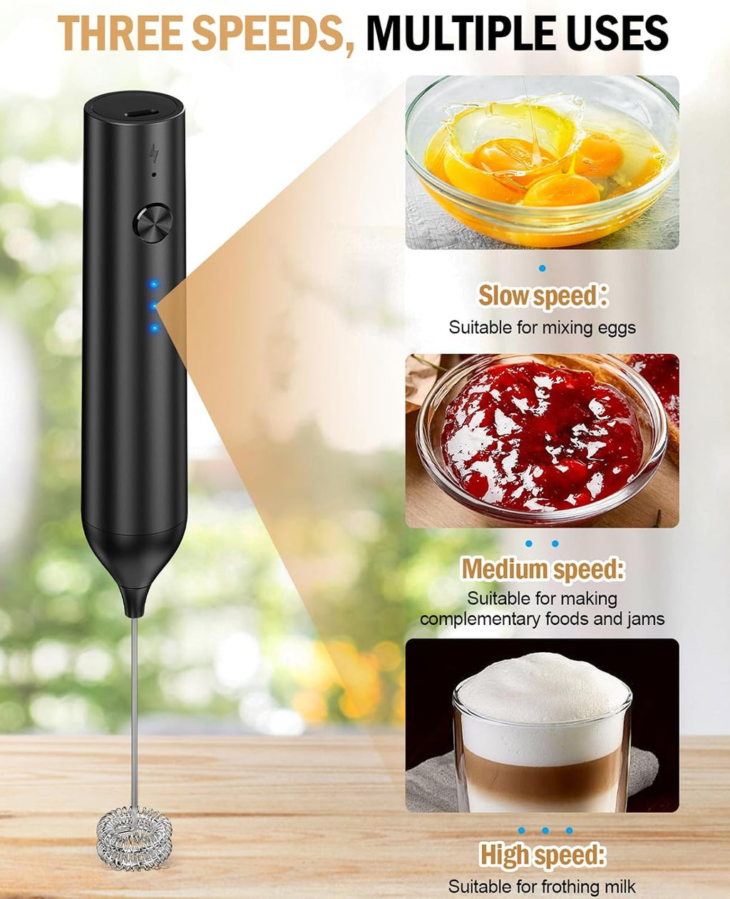 Rechargeable Milk Frother Handheld, hand mixer, Coffee Frother Handheld