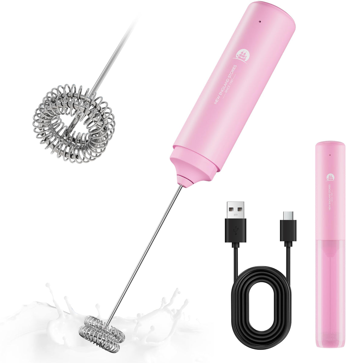 New England Stories Handheld Rechargeable Milk Frother Wand