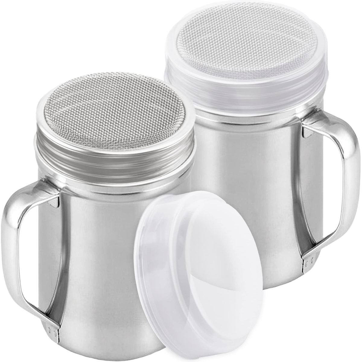 CUSINIUM Powdered Sugar Shaker Duster - With Handle - Cinnamon Shaker For Coffee Bar - Fine Mesh Dredge - 6 ounce, pack of 2 | Style: Fine