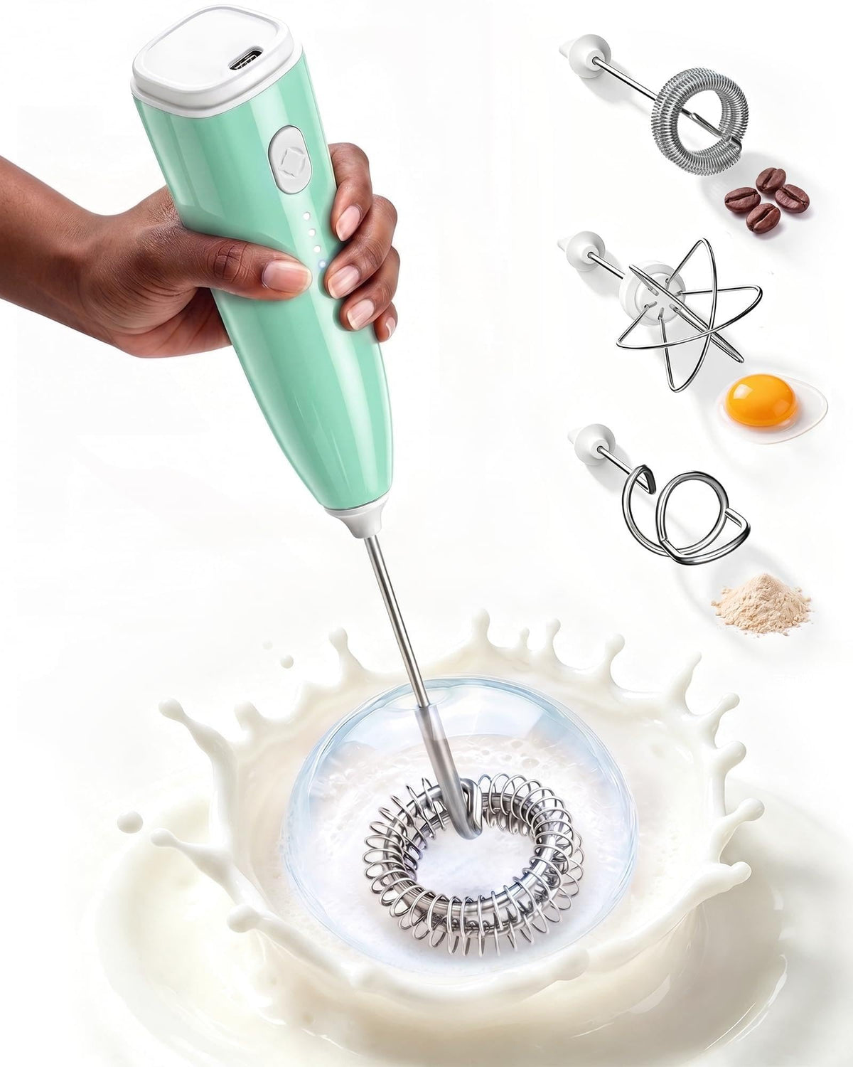 Milk Frother Handheld,Portable Electric Drink Mixer&Wand,Egg Whisk-Yellow