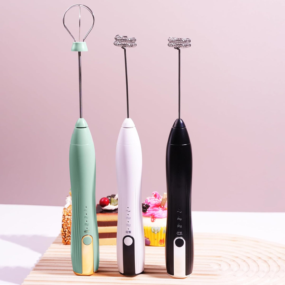 Rechargeable Handheld Milk Frother Wand with Stand