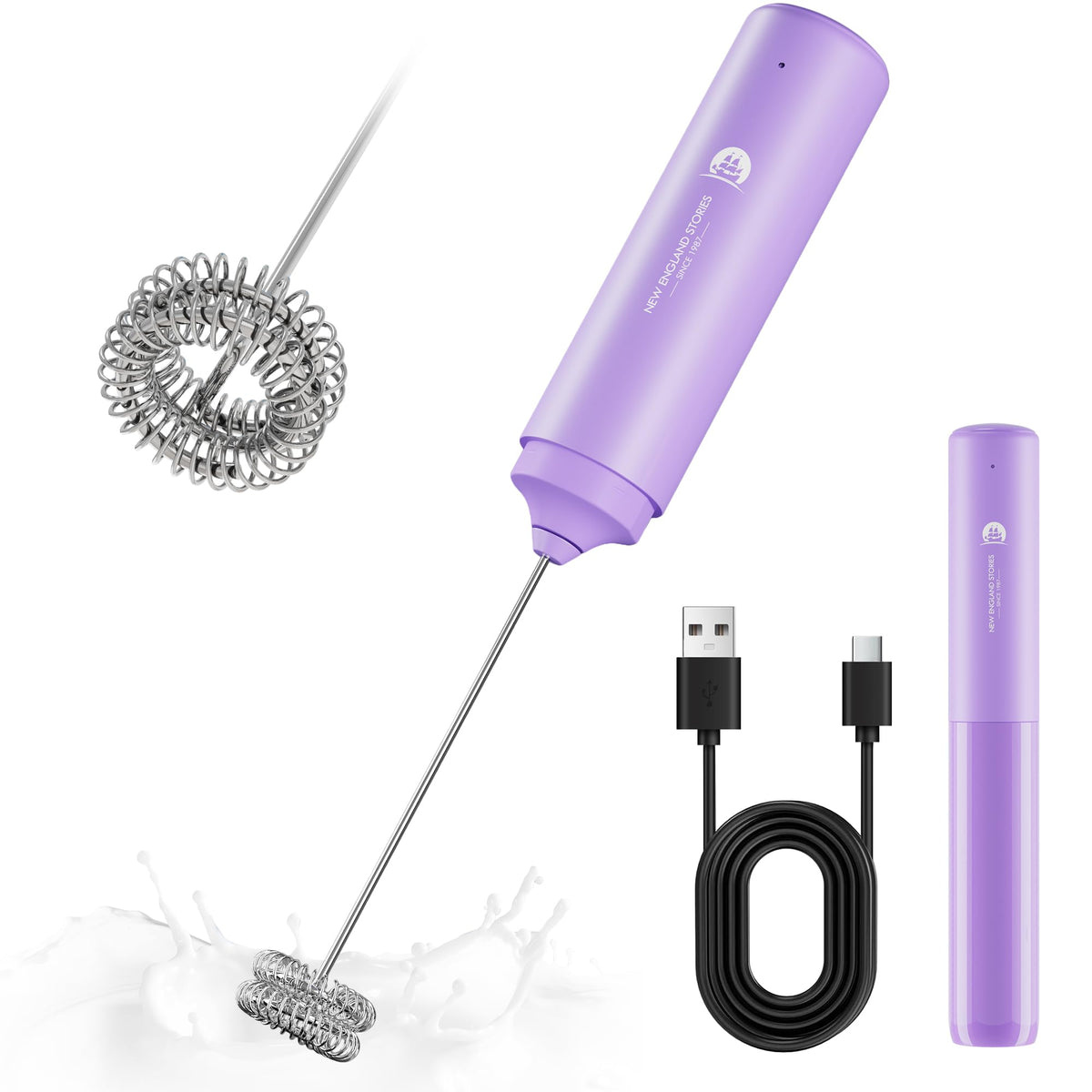 New England Stories Handheld Rechargeable Milk Frother Wand