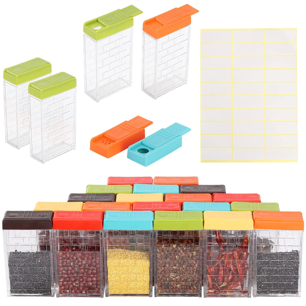 URALFA Multi Spice Containers, Plastic Spice Shaker, 24 Pack Color