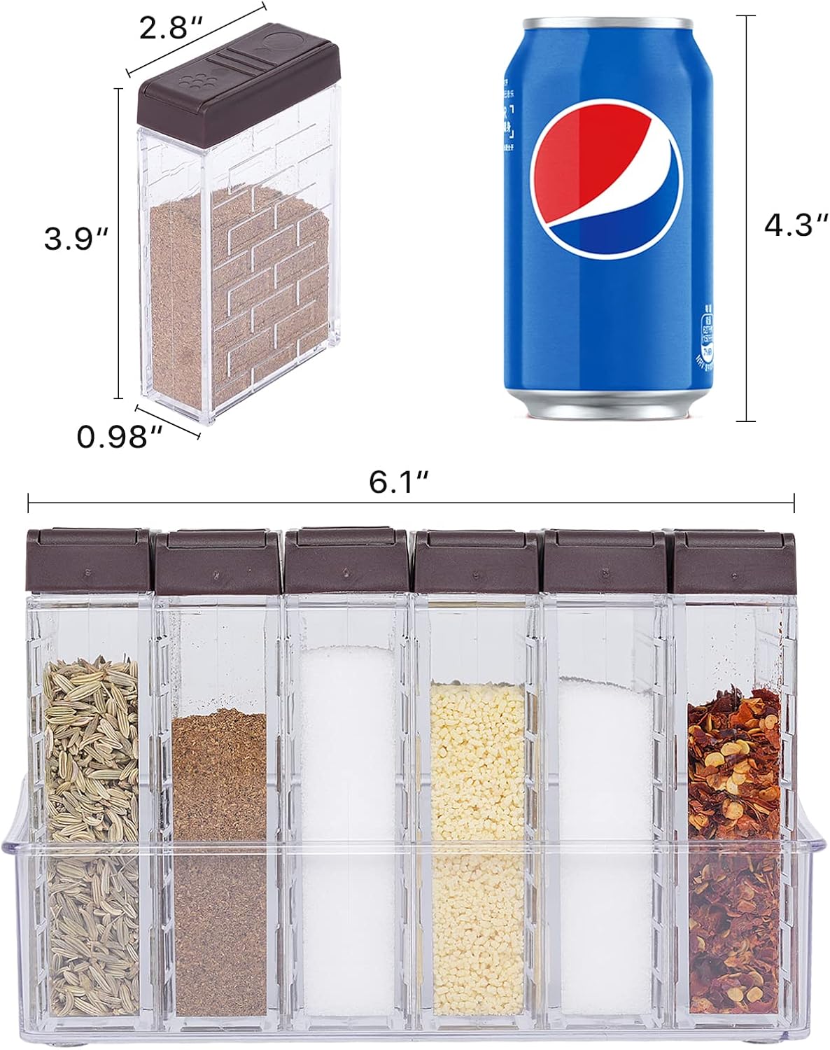 URALFA Multi Spice Containers, Plastic Spice Shaker, 24 Pack Color