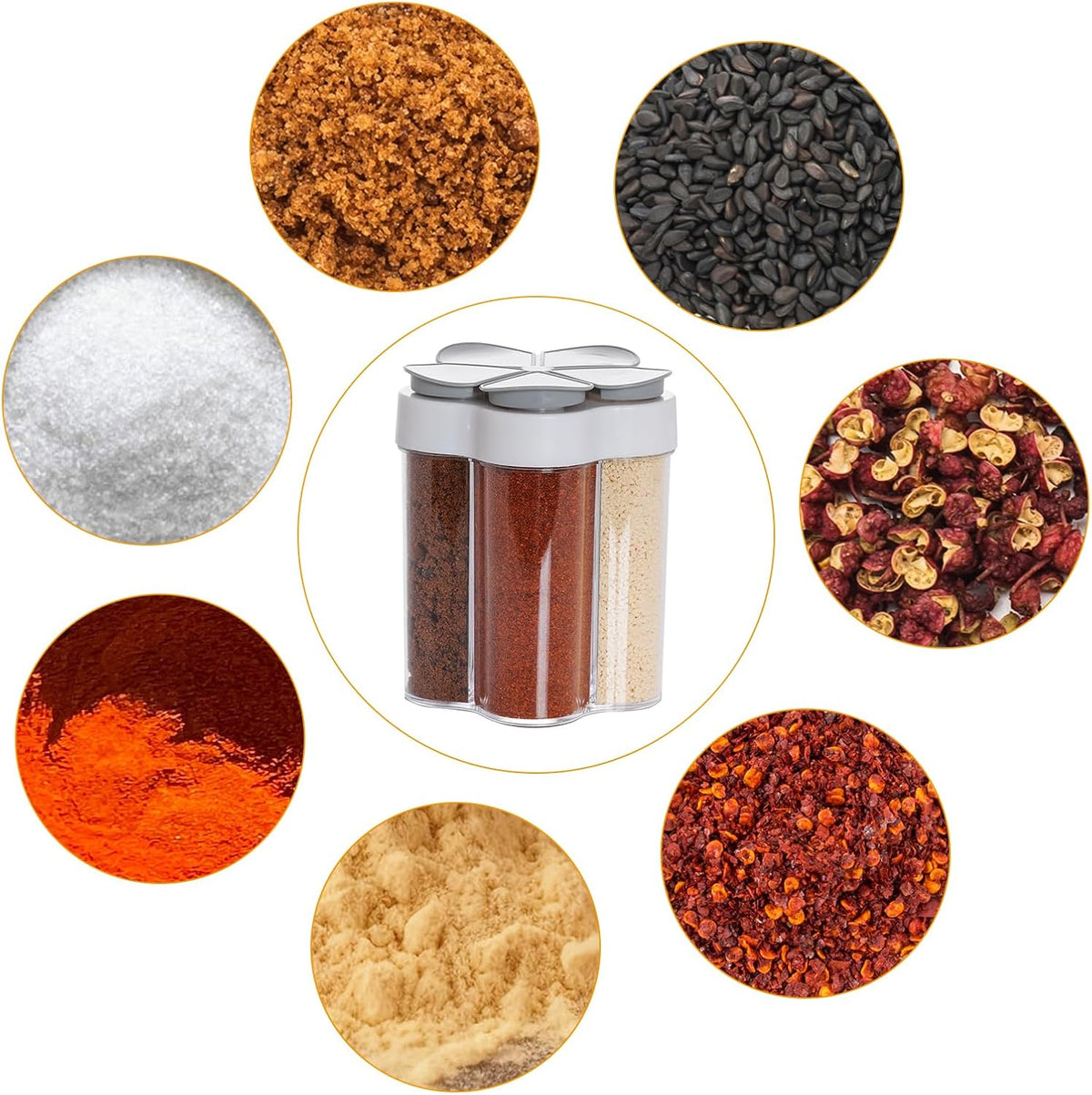 5 in 1 Salt and Pepper Shaker Travel Container Camping Seasoning Shaker