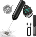 CIRCLE JOY Upgraded Rechargeable Milk Frother Handheld, Electric Drink Mixer with Silicone Charging Port Cover and Longer Dual Coil Whisk Head, Dishwasher Safe, for Lattes & More