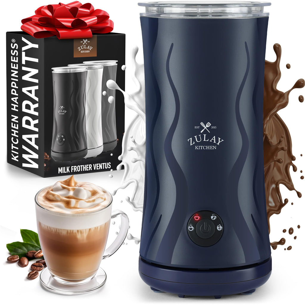 Zulay Rechargeable Milk Frother – 3-in-1 Handheld Frother Wand with Travel Case & USB-C Charger – Single, Double & Egg Whisk for Latte, Cappuccino, Matcha, Protein Shakes - Froth N Go Deep Black