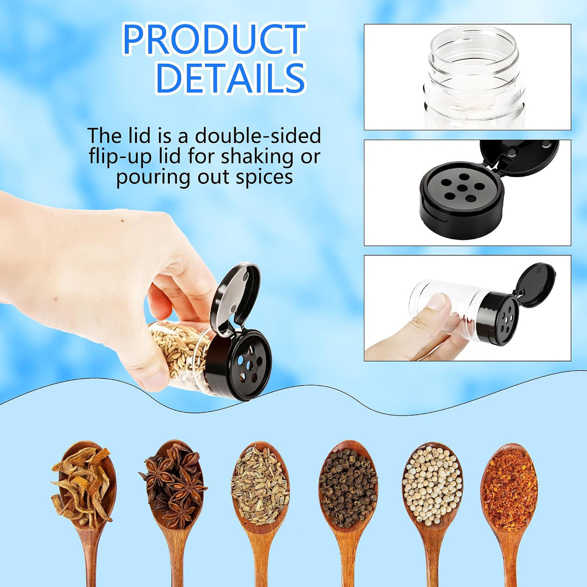 48 Pack 2.7 oz Plastic Spice Jars with Lids Small Empty Clear Spice Bottles Seasoning Shaker Containers for Kitchen Travel Camping Spice Organization, 3 colors