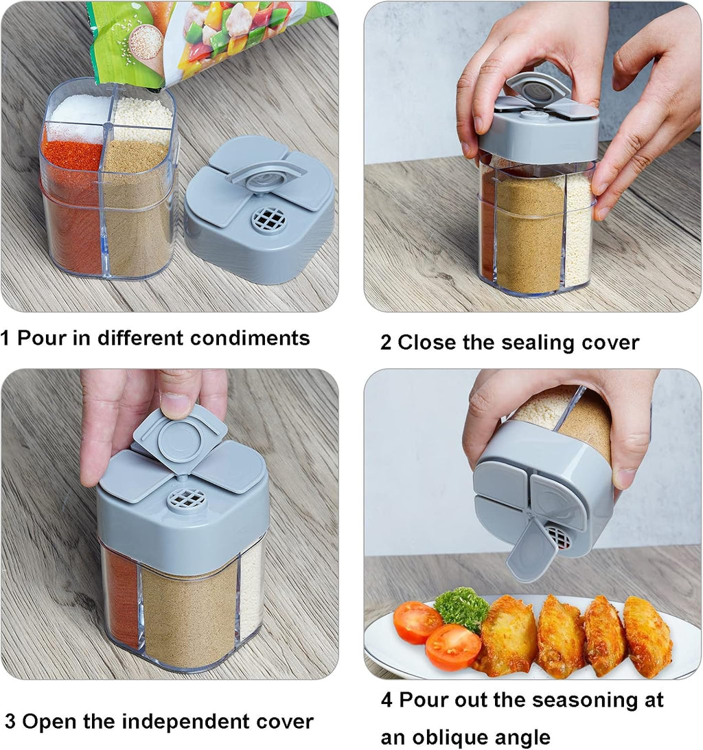 2 Pack Spice Container Salt and Pepper Seasoning Shaker Jars White Grey