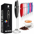 Bean Envy Milk Frother Handheld - Coffee Mixer Wand with Stand - Black