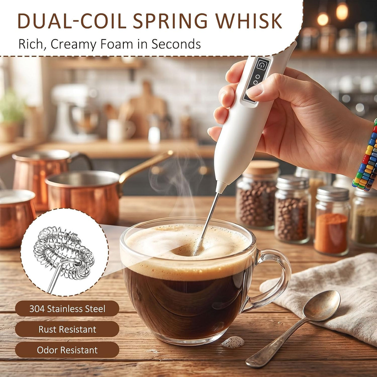 3-Speed Handheld Milk Frother with Premium Gift Box, Frother Wand