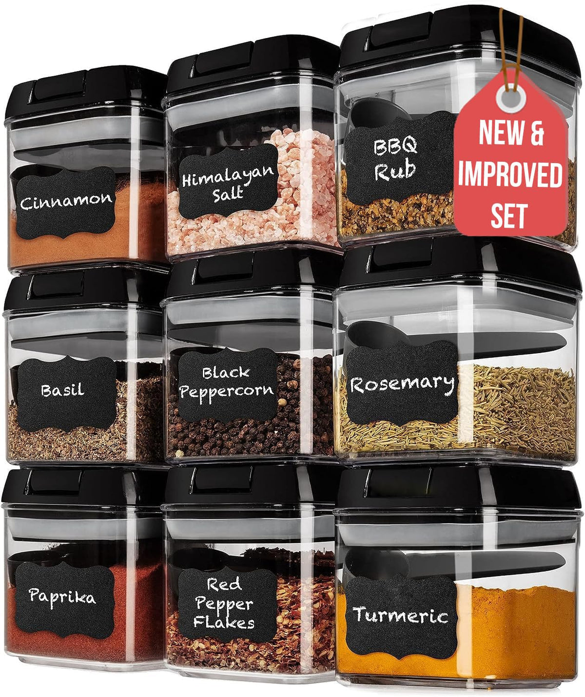 Shazo 6PC (0.5L, 2.1 Cup, 17oz) Airtight Spice Storage Containers, 6 Spoons