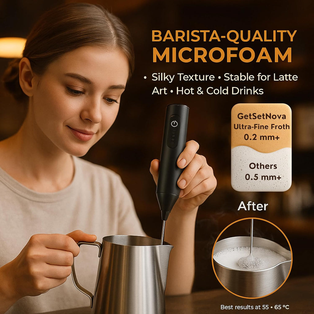 Nova Rechargeable Milk Frother & Coffee Whisker with Dual Spring Tech | 1 Year Replacement Warranty (MILK FROTHER)