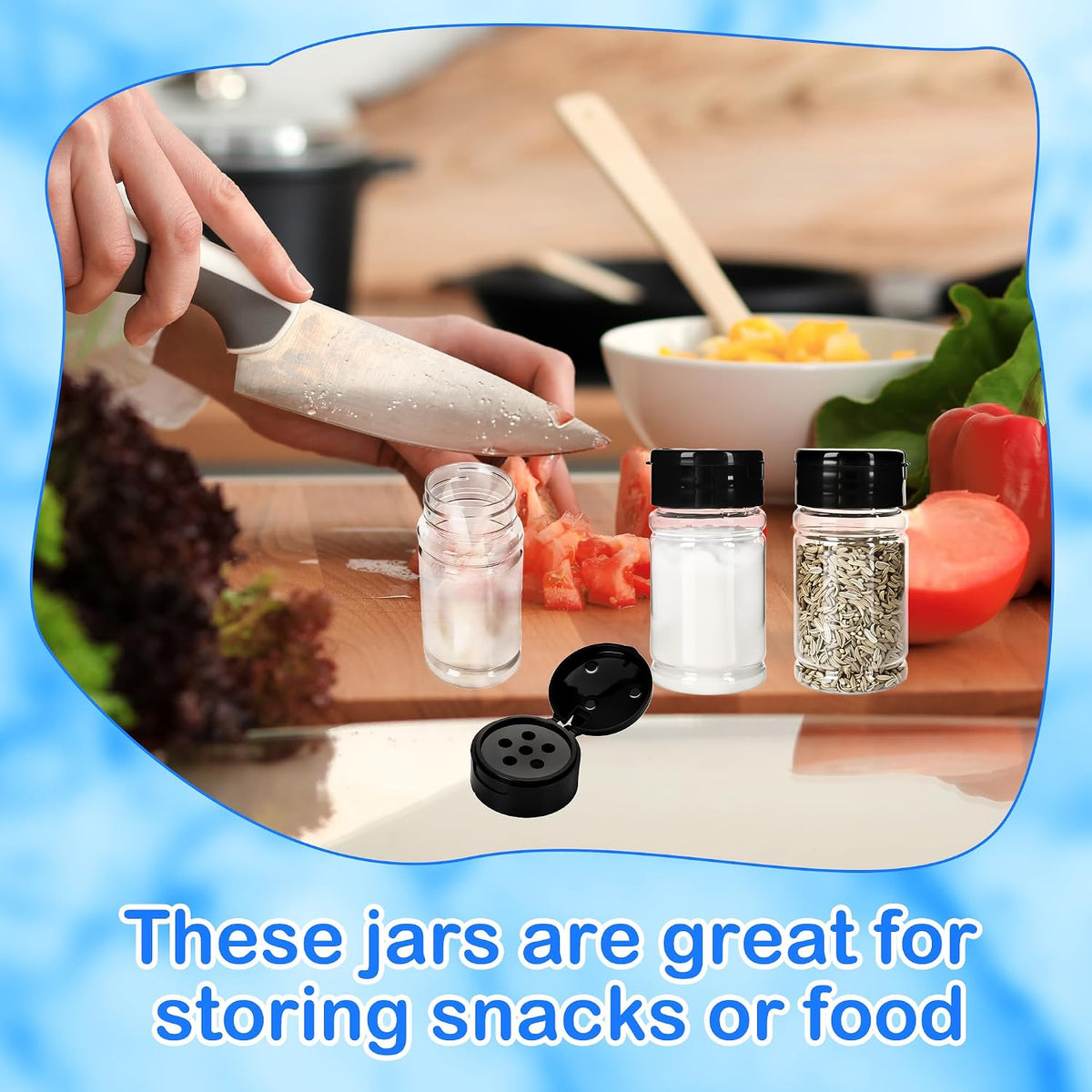 48 Pack 2.7 oz Plastic Spice Jars with Lids Small Empty Clear Spice Bottles Seasoning Shaker Containers for Kitchen Travel Camping Spice Organization, 3 colors