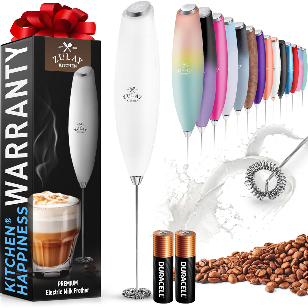 Zulay Rechargeable Milk Frother – 3-in-1 Handheld Frother Wand with Travel Case & USB-C Charger – Single, Double & Egg Whisk for Latte, Cappuccino, Matcha, Protein Shakes - Froth N Go Deep Black