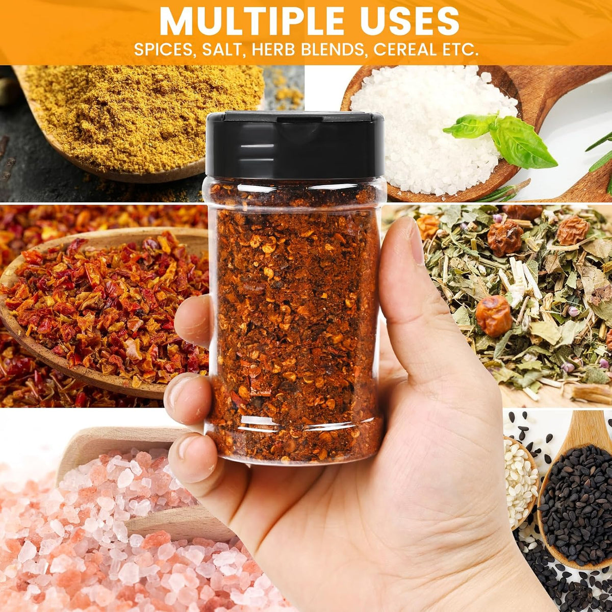 36pcs 5.5oz plastic spice jars with shaker lids, plastic spice jars,seasoning bottles,Used to store seasoning powder.