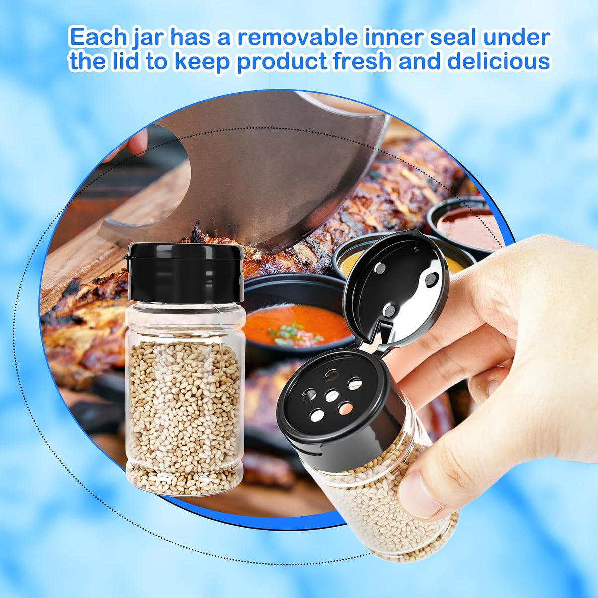 48 Pack 2.7 oz Plastic Spice Jars with Lids Small Empty Clear Spice Bottles Seasoning Shaker Containers for Kitchen Travel Camping Spice Organization, 3 colors