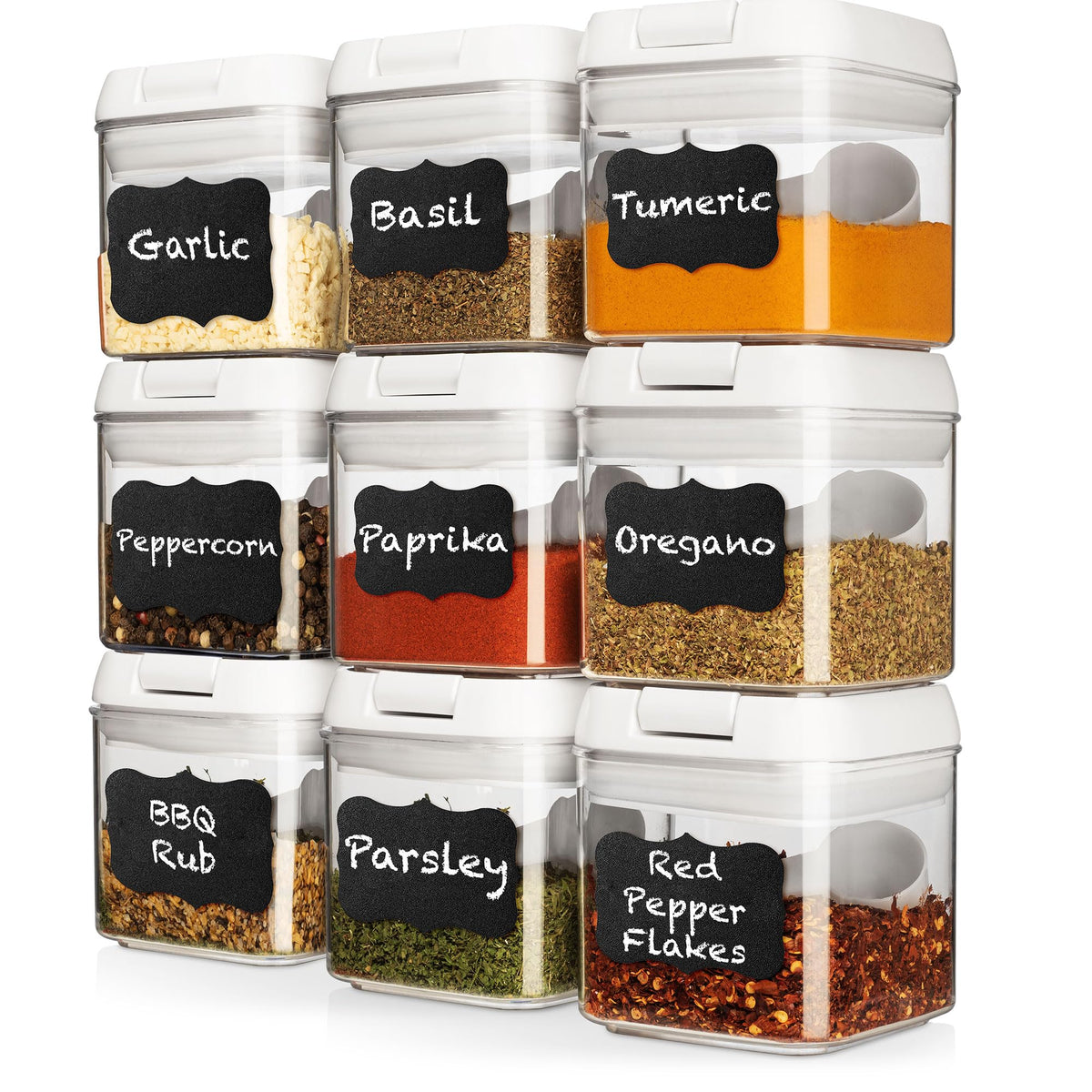Shazo 6PC (0.5L, 2.1 Cup, 17oz) Airtight Spice Storage Containers, 6 Spoons