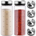 NiHome 2Pack 10oz Glass Spice Shakers Set, Adjustable Lid Dispenser, Clear