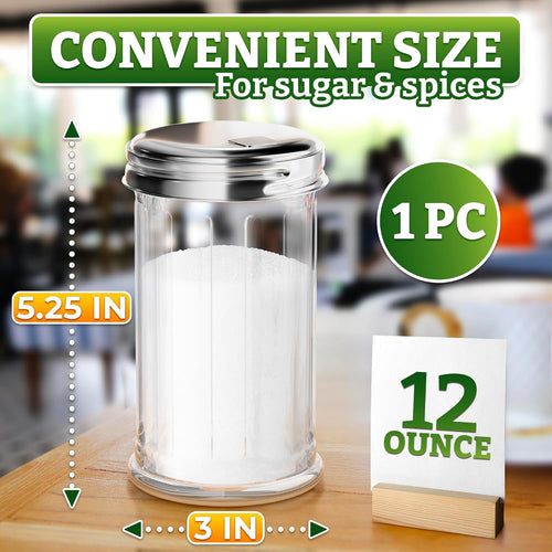 12 Oz Glass Sugar Container for Coffee Bar, with Pour Spout