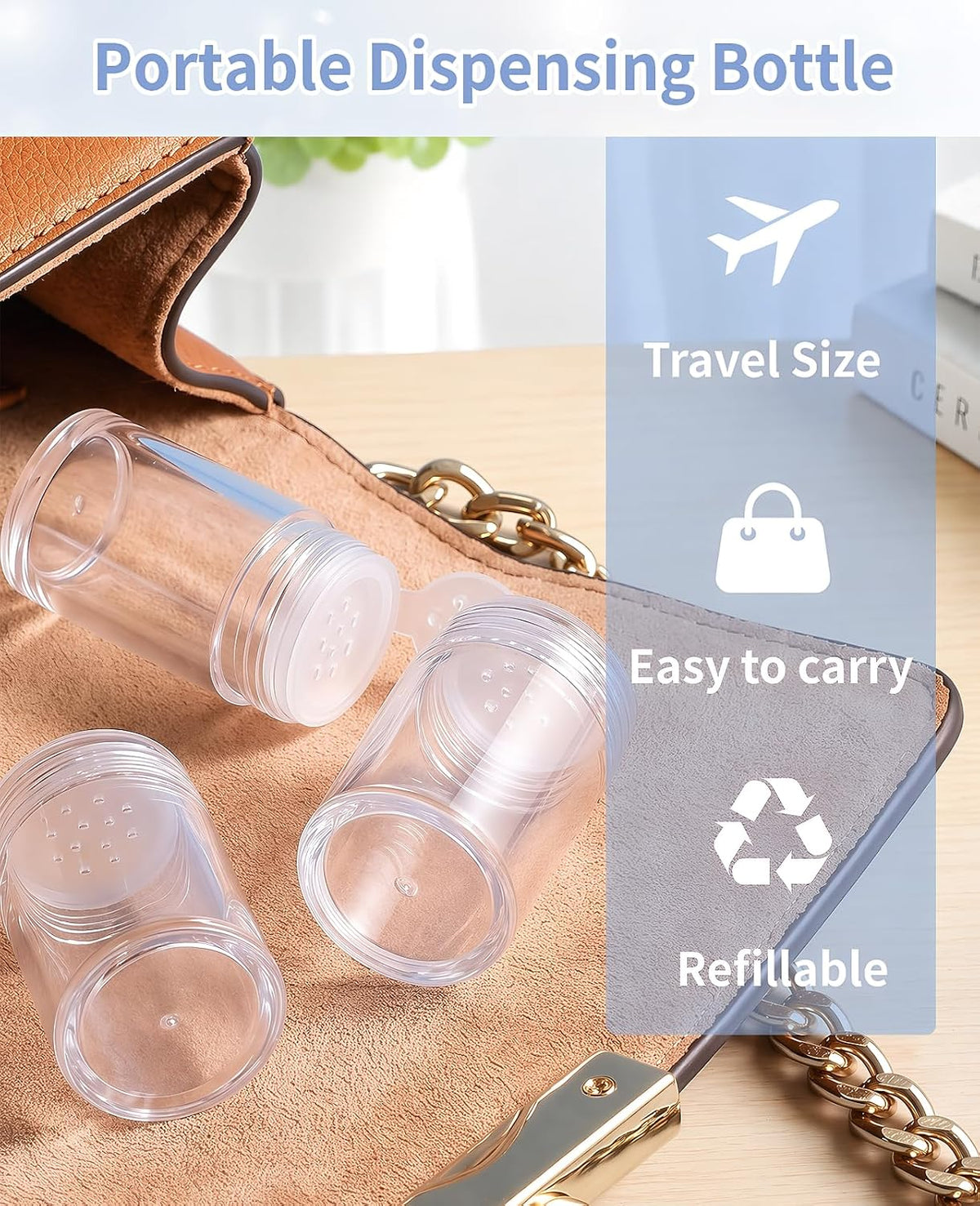 24PCS Loose Powder Containers, 10 ml Clear Small Travel Cosmetic Seasoning Dispenser Bottle with Labels