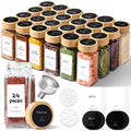 ComSaf Glass Spice Jars with with Labels 4 oz 24 Pack Small Square Bulk Set