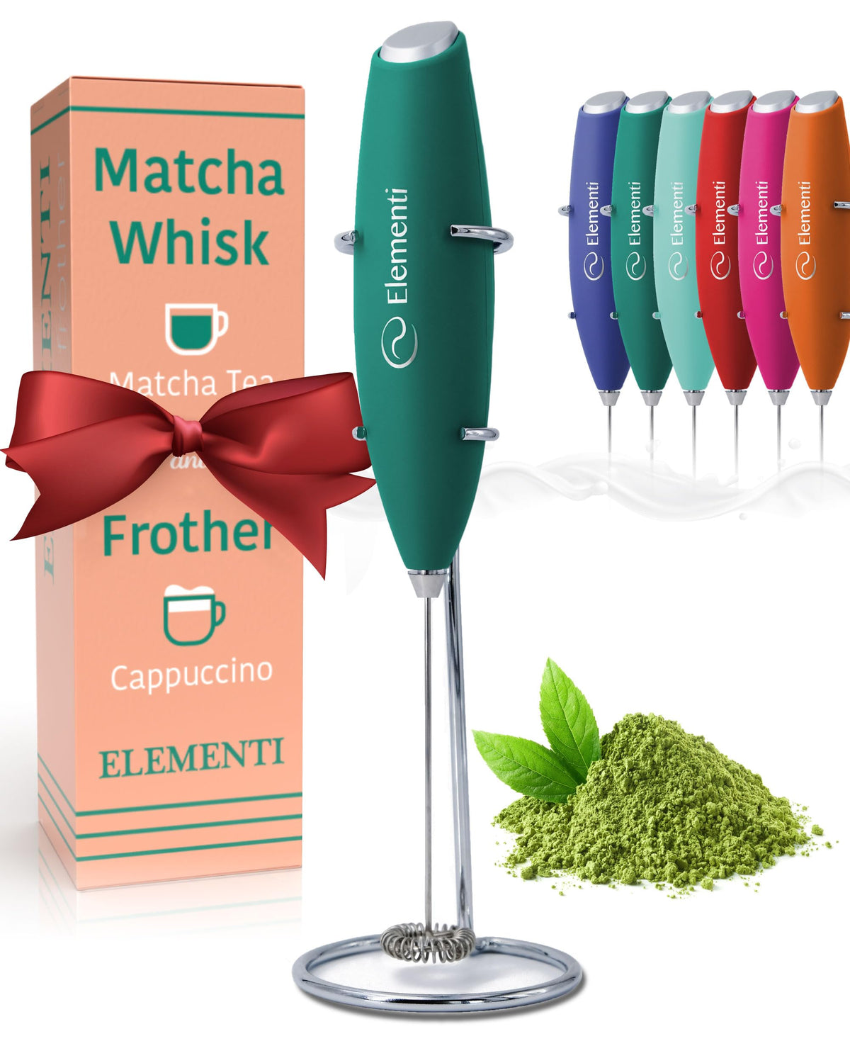 Milk Frother Wand & Electric Stirrer with Stand - Turbo Coffee & Milk Frother Handheld - Hand Held Coffee Mixer Wand & Cold Foam Maker for Frothy Cappuccinos, Lattes & Drink Mixes at Home (Black)