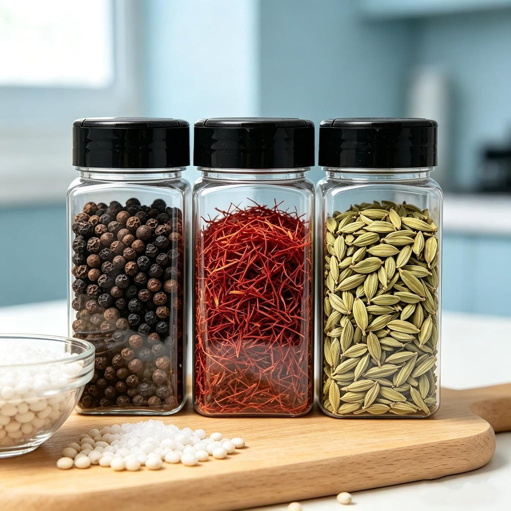 20 Pack 9 oz Plastic Spice Jars with Shaker Lid, Reusable Clear Spice Bottles, Empty BPA Free Seasoning Container for Storing Spice, Herbs, Seasoning Powders
