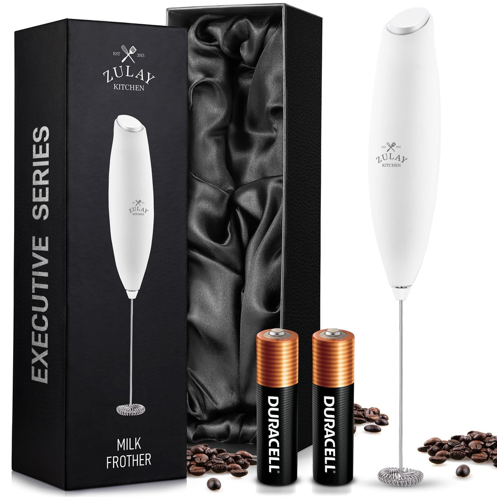 Zulay Rechargeable Milk Frother – 3-in-1 Handheld Frother Wand with Travel Case & USB-C Charger – Single, Double & Egg Whisk for Latte, Cappuccino, Matcha, Protein Shakes - Froth N Go Deep Black