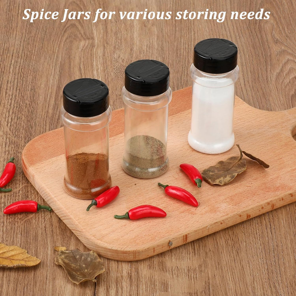 Molain 5 PCS Empty Spice Jars 3oz with Shaker Lids Plastic Seasoning Containers Clear Seasoning Bottles to Pour or Shake for Spice, Powders, Peppers, Salt for Spice Rack, Drawer, Cabinet