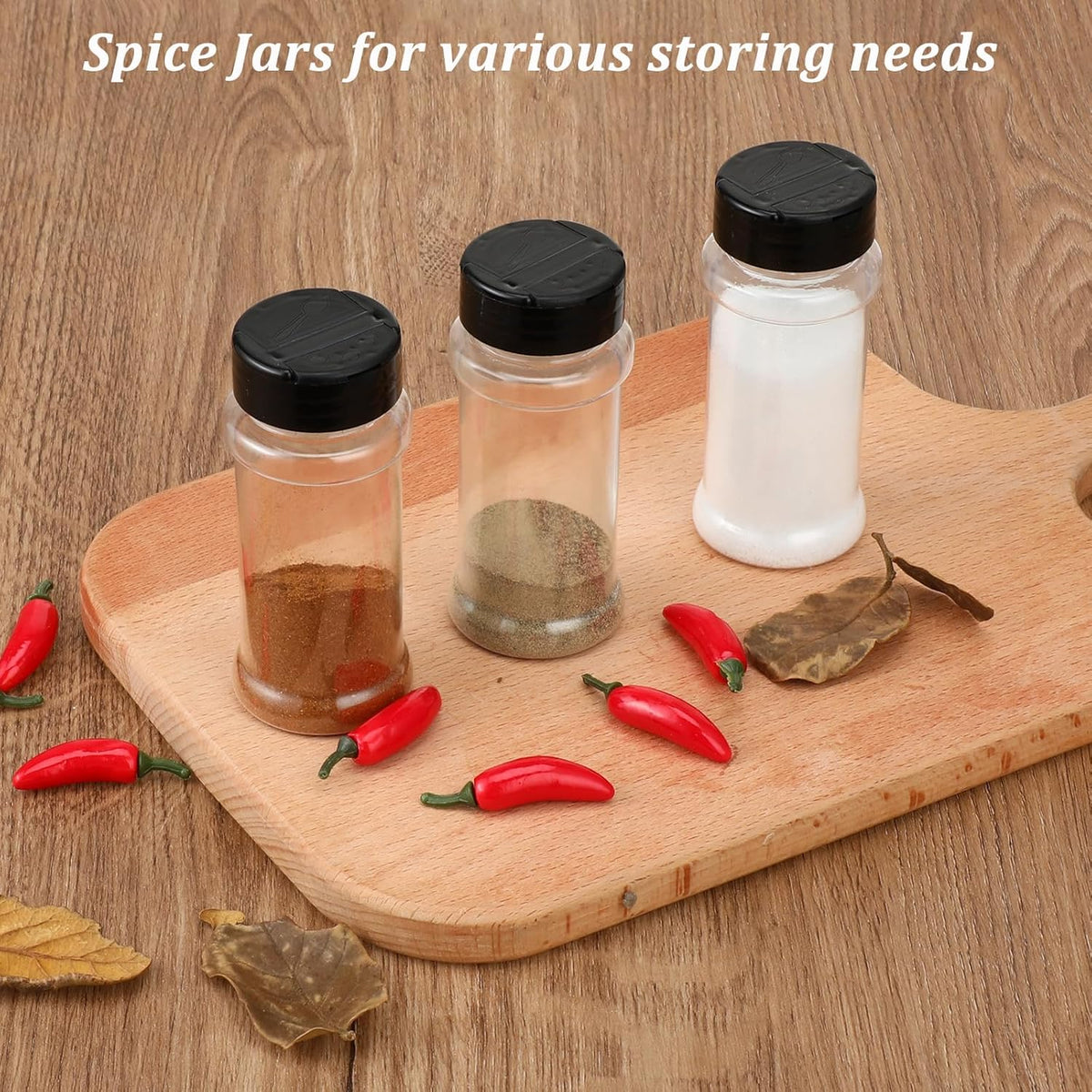 Molain 5 PCS Empty Spice Jars 3oz with Shaker Lids Plastic Seasoning Containers Clear Seasoning Bottles to Pour or Shake for Spice, Powders, Peppers, Salt for Spice Rack, Drawer, Cabinet