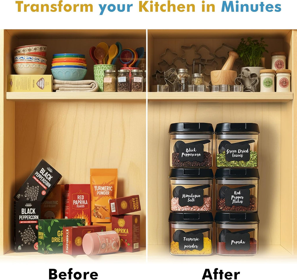 Shazo 6PC (0.5L, 2.1 Cup, 17oz) Airtight Spice Storage Containers, 6 Spoons