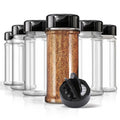 6 Pack 32 oz Plastic Spice Jars, Empty Seasoning Containers for Homemade Rub, Spices, Glitter, and More, Small Spice Containers with Black Shaker Lids and Heat-Induction Liner, Clear Spice Jars