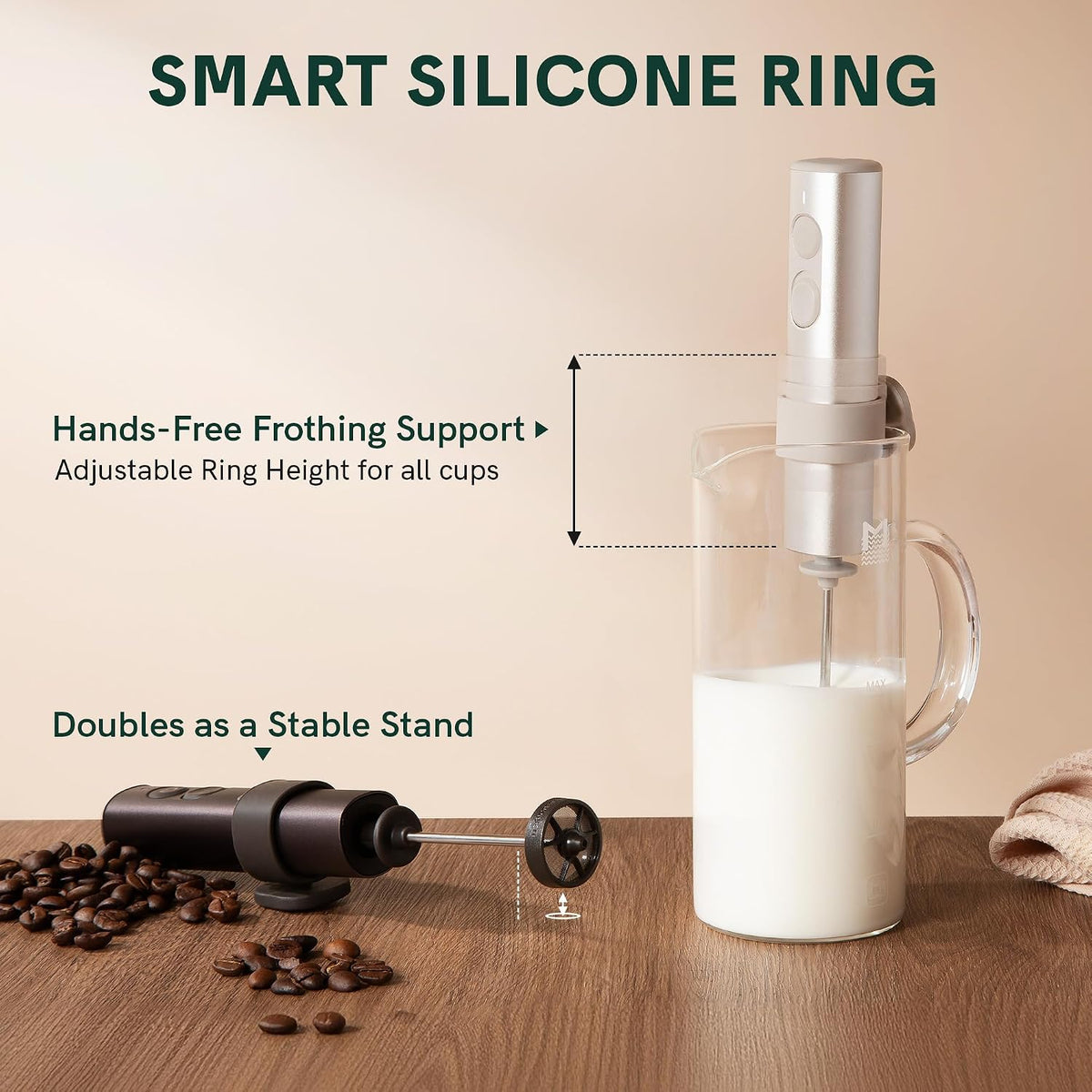 OutIn LattoGo Milk Frother Handheld，Rechargeable & Professional Grade