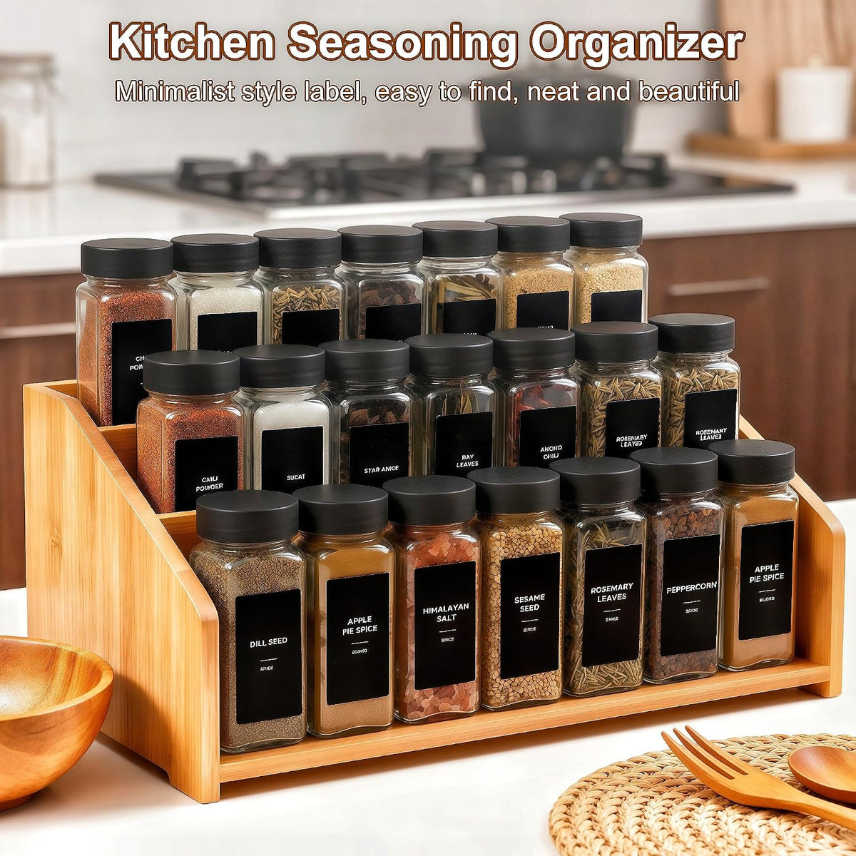 36 Spice Jars with Labels, 4 oz Seasoning Jars for Cabinets, Drawers, Racks